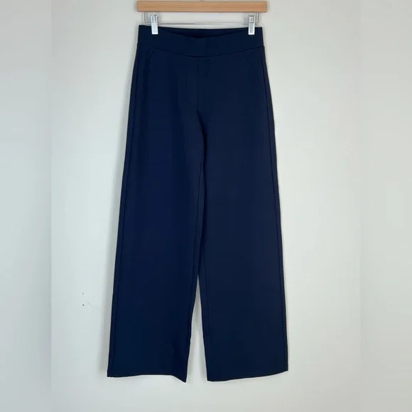 New Quince Ultra Stretch Wide Leg Pants Navy Sz Small 32 Long - Picture 3 of 11